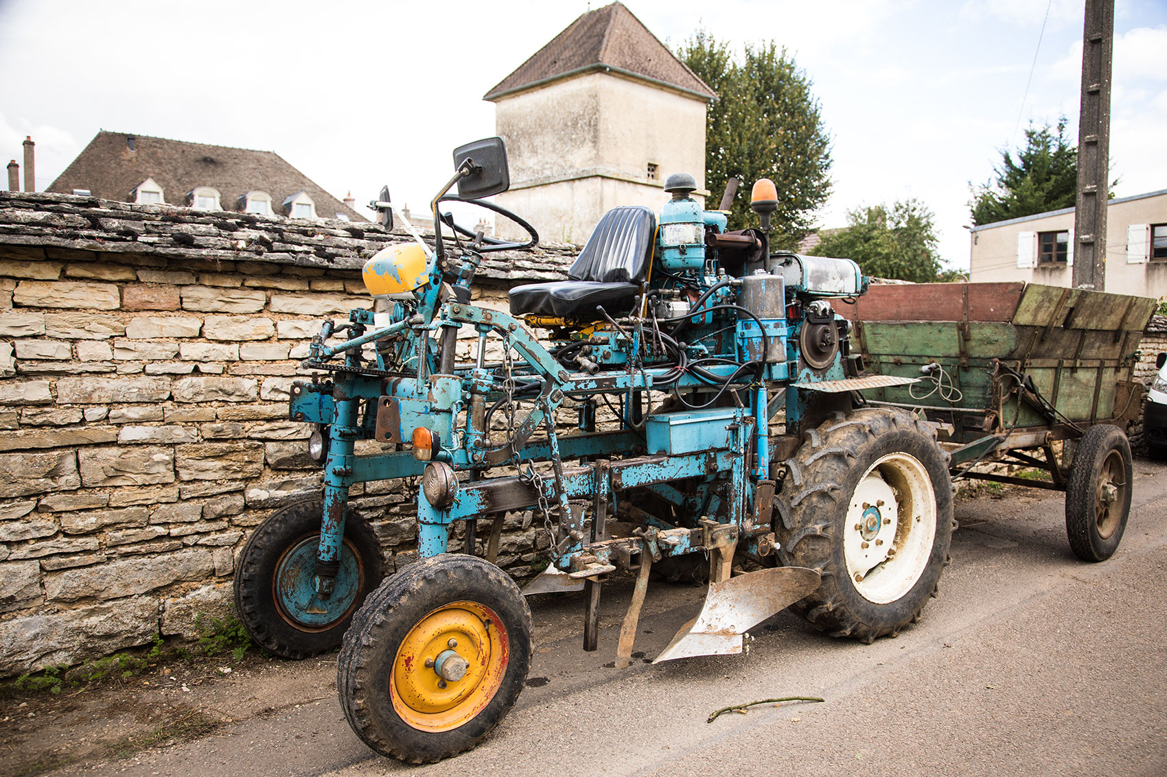 Tractor for Harvest in Burgundy